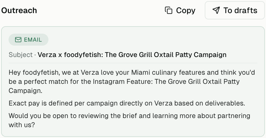 A first email in the Optic Vault, ready to send from Gmail